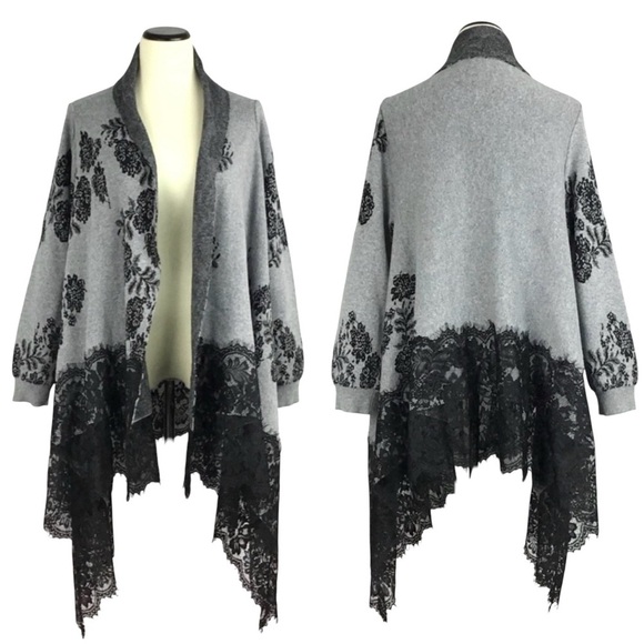 Soft Surroundings Womens Lace Ruana Cardigan Size M Angora Blend Open Sweater - Picture 1 of 12